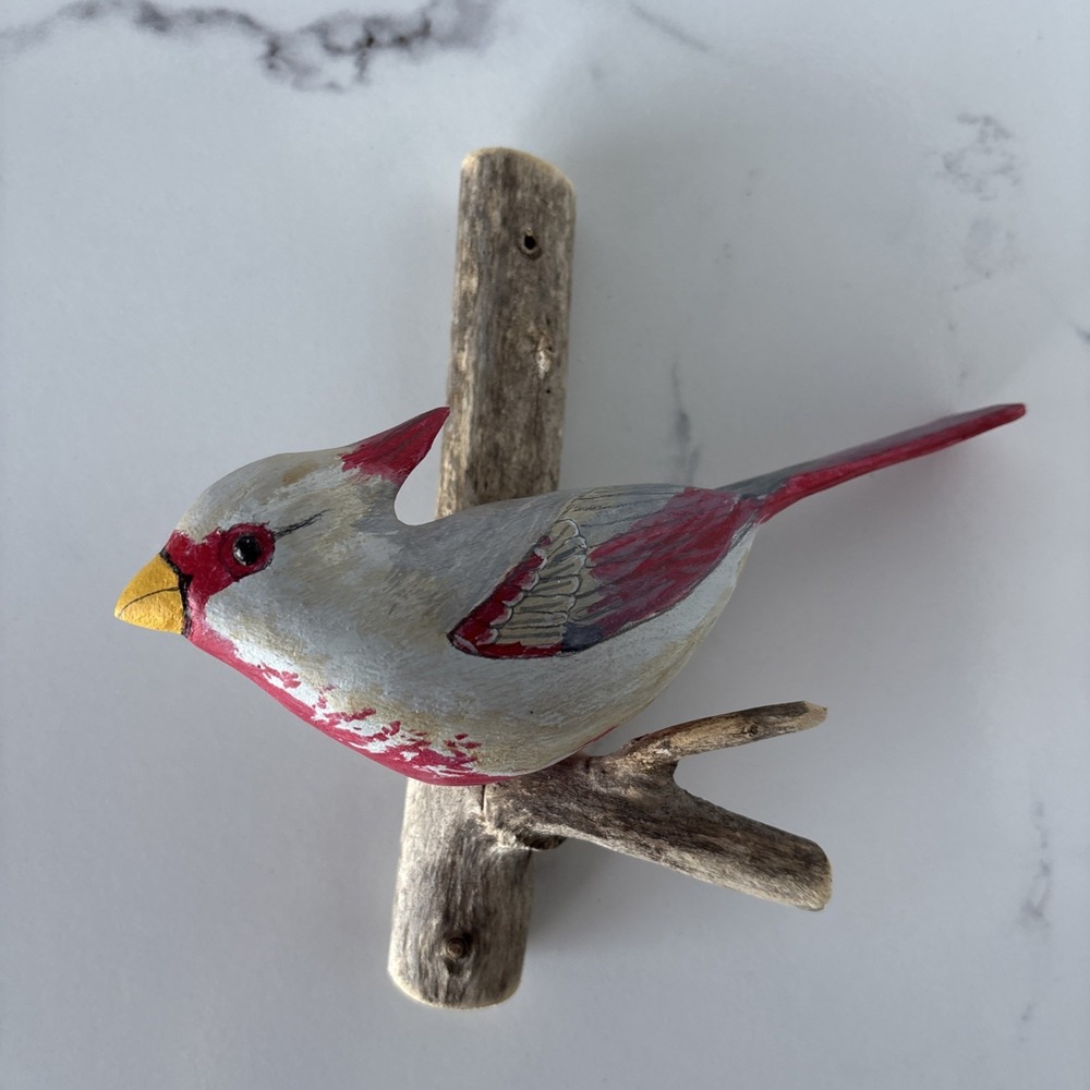Vintage Hand Carved Wood Desert Cardinal Bird Signed RE Mumford ~ Purdue - Picture 6 of 16